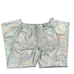 NWT Metallic Skater Pants High Rise Size M Elastic Waist Side Pockets